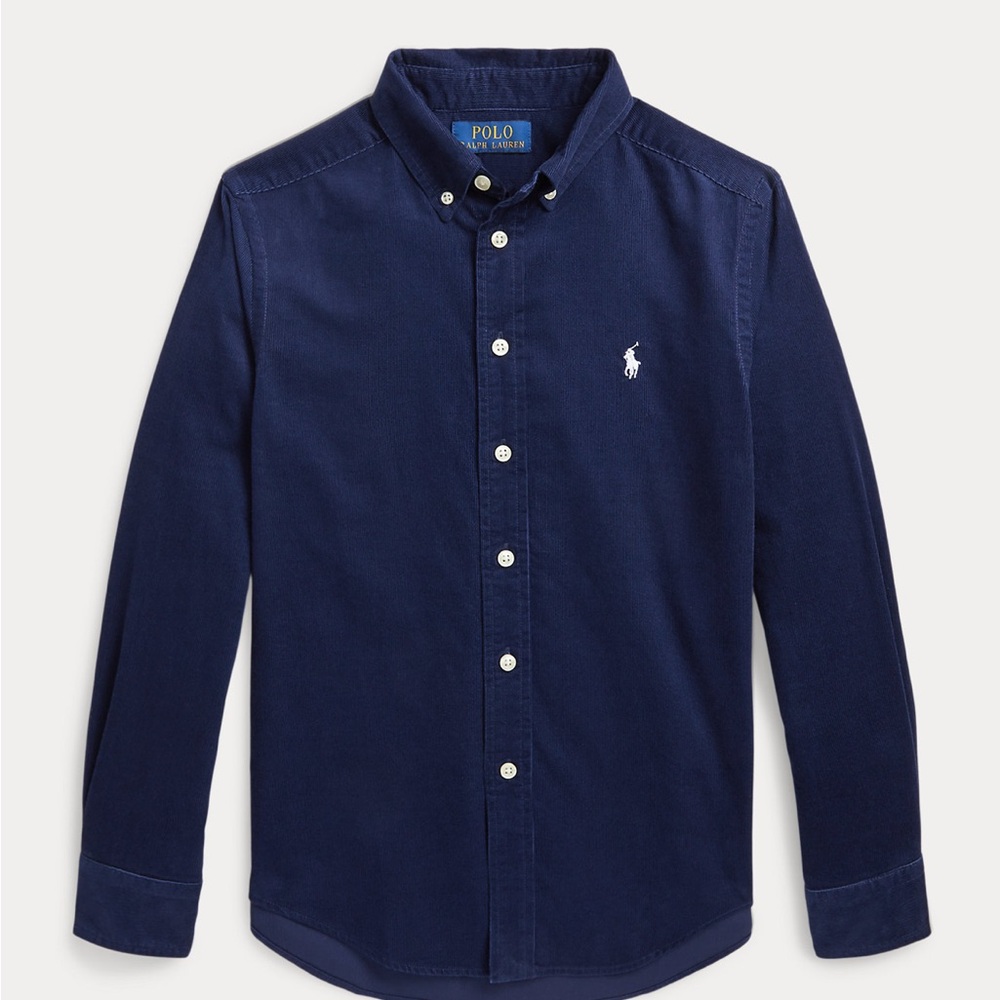 NWOT Polo Ralph Lauren Corduroy Shirt in Navy Blue Boys Size Medium (10/12)